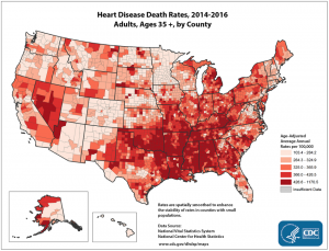 Heart Disease death Rates U.S. by County